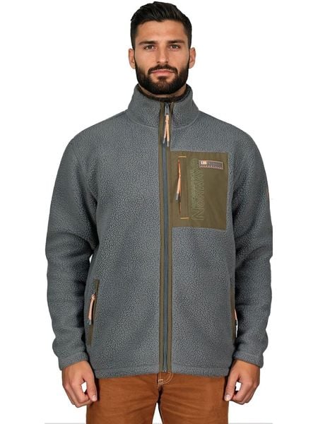 Geographical Norway Kurtka polarowa "Tapoche" w kolorze szarym rozmiar: M. Szare kurtki męskie Geographical Norway, m, bez wzorów, z polaru, bez kaptura. Za 173.60 zł.