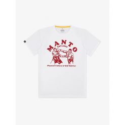 MANTO t-shirt BOXEO biały. Białe t-shirty damskie Manto, bez wzorów, bez kołnierzyka. Za 109.00 zł.