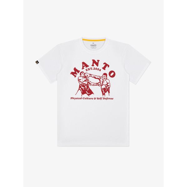 MANTO t-shirt BOXEO biały. Białe t-shirty damskie Manto, bez wzorów, bez kołnierzyka. Za 109.00 zł.