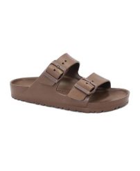 Klapki Birkenstock Arizona Eva Damskie. Brązowe klapki damskie Birkenstock, bez wzorów, z materiału, bez obcasa. Za 398.00 zł.