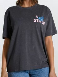 Koszulka loose fit z nadrukiem Stitch - szary. Szare t-shirty damskie Sinsay, l, bez wzorów, bez ramiączek. W wyprzedaży za 22.99 zł.