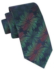 Klasyczny, Męski Krawat Alties - Duże, Zielone Kwiaty. Zielone krawaty i muchy męskie Alties, bez wzorów, z tkaniny, eleganckie. Za 49.00 zł.