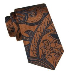 Modny Męski Krawat - Alties - Brązowy z Dużym Orientalnym Wzorem. Brązowe krawaty i muchy męskie Alties, bez wzorów, z tkaniny, eleganckie. Za 49.00 zł.
