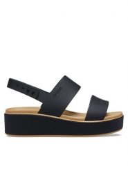 Crocs Sandały Brooklyn Matte Wrap Low Wedge 211802 Czarny. Czarne sandały damskie Crocs, bez wzorów, z tworzywa sztucznego, bez obcasa, na płaskiej podeszwie. Za 259.99 zł.