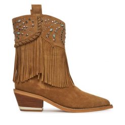 Kowbojki Alma En Pena. Brązowe botki damskie Alma En Pena, bez obcasa, na słupku, bez zapięcia. Za 609.99 zł.