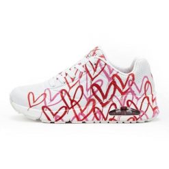 Buty Skechers X Jgoldcrown Uno-Spread The Love W 155507-WRPK białe. Białe buty sportowe na co dzień damskie bez wzorów, ze skóry. Za 531.58 zł.