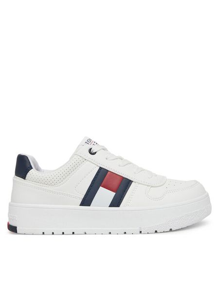 Tommy Hilfiger Sneakersy Flag Low Cut Velcro Sneaker T3X9-33859-1355 S Biały. Białe buty sportowe chłopięce Tommy Hilfiger, bez wzorów, ze skóry, bez zapięcia. Za 229.99 zł.