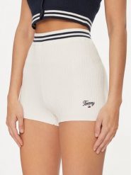 Tommy Jeans Szorty materiałowe Script DW0DW17781 Biały Slim Fit. Białe szorty damskie Tommy Jeans, bez wzorów, z bawełny. Za 179.99 zł.