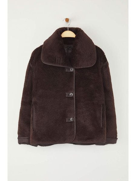 Trendyol Kurtka pluszowa w kolorze ciemnobrązowym rozmiar: M. Brązowe kurtki damskie Trendyol, m, bez wzorów, bez kaptura. Za 166.49 zł.