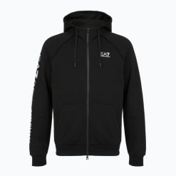 Bluza męska Emporio Armani EA7 Train Logo Series Extended Logo Hoodie Fz. Czarne bluzy z kapturem męskie EA7 Emporio Armani, l, z bawełny. Za 493.30 zł.