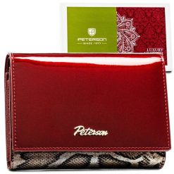 Portfel skórzany Peterson PTN BS-445 czerwony. Czerwone portfele damskie Peterson, bez wzorów, ze skóry. Za 131.99 zł.