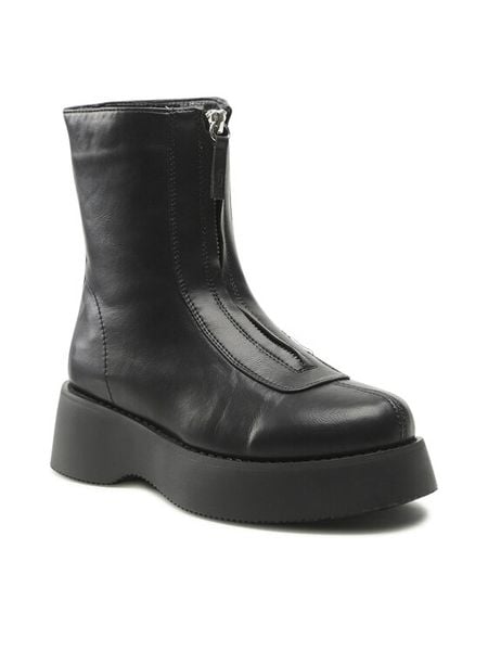 Jenny Fairy Botki HZ030201-01 Czarny. Czarne botki damskie Jenny Fairy, ze skóry, bez obcasa, na płaskiej podeszwie, bez zapięcia. Za 159.99 zł.