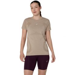 T-shirt sportowy z krótkim rękawem damski Road Seamless SS Top. Szare topy sportowe damskie Asics, xs, bez wzorów, z materiału, bez ramiączek. Za 229.99 zł.