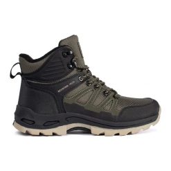 Vico Buty trekkingowe męskie zielono-czarne zielone. Zielone buty trekkingowe męskie ze skóry, przed kolano, bez zapięcia, outdoorowe. Za 260.45 zł.