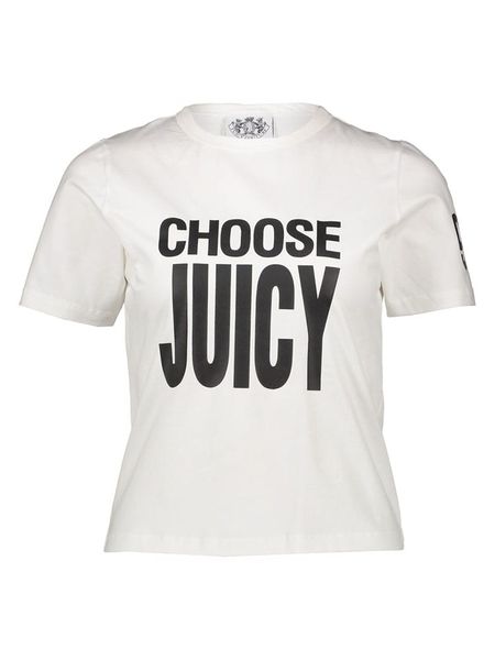 Juicy Couture Koszulka w kolorze białym rozmiar: L. Białe bluzki damskie Juicy Couture, l, bez wzorów, z bawełny, bez kołnierzyka, bez ramiączek. Za 127.65 zł.