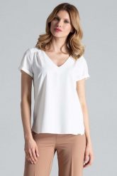 Ecru Bluzka z Trójkątnym Dekoltem. Czarne bluzki damskie Figl, xl, bez wzorów, z elastanu, bez kołnierzyka, bez ramiączek. Za 179.00 zł.