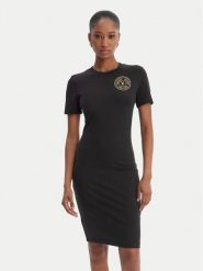 Versace Jeans Couture Sukienka codzienna 80HAOT02 CJ03T Czarny Slim Fit. Czarne sukienki damskie Versace Jeans Couture, na co dzień, xl, bez wzorów, z bawełny, bez kołnierzyka, bez ramiączek, proste. Za 659.99 zł.