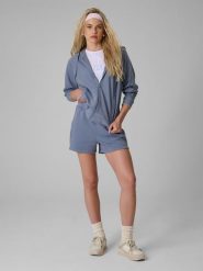 4F Bluza dresowa relaxed z kapturem damska - denim L. Niebieskie bluzy z kapturem damskie 4f, l, z denimu. Za 169.99 zł.