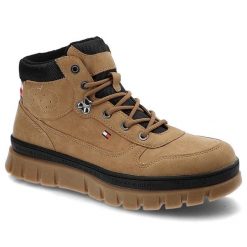 Brązowe Trapery Tommy Hilfiger Wygodne Buty Damskie. Brązowe trapery damskie Tommy Hilfiger, ze skóry ekologicznej, bez obcasa. Za 319.00 zł.