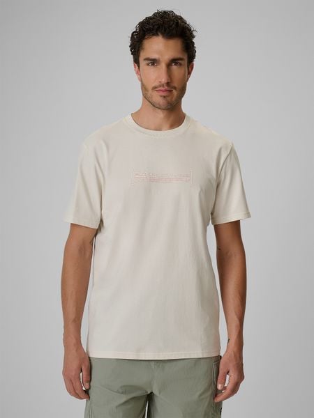 4F T-shirt regular z nadrukiem męski - beżowy XXL. Brązowe t-shirty męskie 4f, m, bez wzorów, z bawełny, bez kołnierzyka. W wyprzedaży za 39.99 zł.