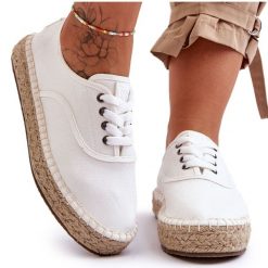 Sznurowane Trampki Espadryle Big Star LL274833 Białe. Białe espadryle damskie bez wzorów, z gumy, bez obcasa. Za 231.52 zł.