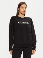 Guess Bluza O5RQ03 KCO31 Czarny Regular Fit. Czarne bluzy bez kaptura damskie Guess, s, z bawełny. Za 179.99 zł.