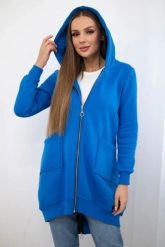 Bluza ocieplana z suwakiem z tyłu chabrowa. Niebieskie bluzy z kapturem damskie KESI, l, z bawełny. Za 258.24 zł.