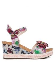 Laura Vita Sandały Facyo 75 Fioletowy. Fioletowe sandały damskie Laura Vita, bez wzorów, ze skóry, bez obcasa, na koturnie. Za 439.99 zł.