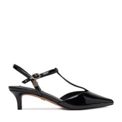 Czółenka Nine West. Czarne czółenka damskie Nine West, bez wzorów, bez obcasa. Za 229.99 zł.