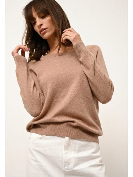 Just Cashmere Kaszmirowy sweter "Abigail" w kolorze beżowym rozmiar: L. Brązowe swetry klasyczne damskie Just Cashmere, l, z kaszmiru, bez kołnierzyka. Za 366.35 zł.