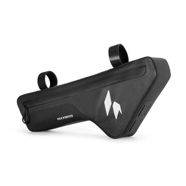 Sakwa rowerowa, torba rowerowa pod ramę, pojemna ROCKBROS wodoodporna. Czarne torebki klasyczne damskie ROCKBROS, bez wzorów, z materiału, bez dodatków. Za 119.99 zł.