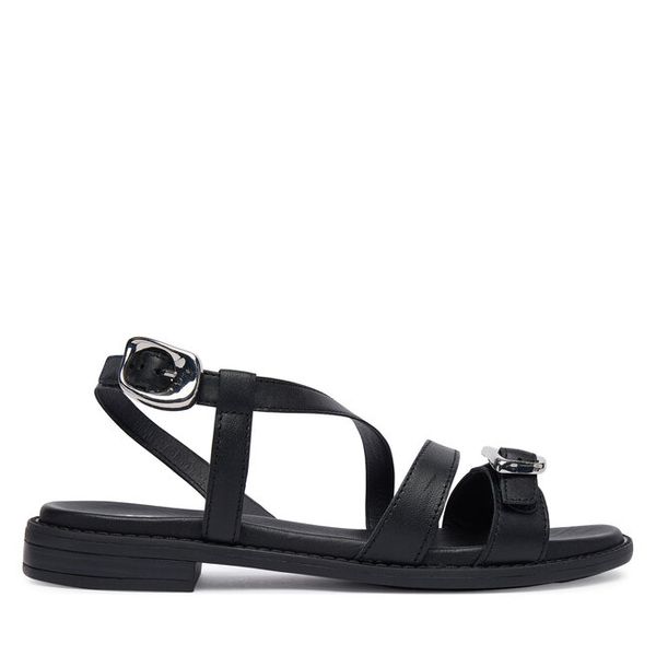 Sandały Tamaris. Czarne sandały damskie Tamaris, bez wzorów, bez obcasa, na płaskiej podeszwie. Za 289.99 zł.