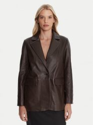 Marella Marynarka Icone 2523446044 Brązowy Regular Fit. Brązowe marynarki i żakiety damskie Marella, bez wzorów, ze skóry. Za 2,199.00 zł.