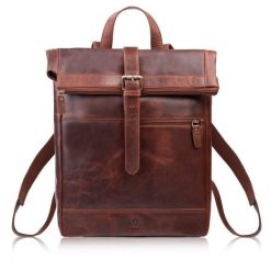 Plecak roll top skórzany vintage na laptopa miejski koniakowy Paolo Peruzzi AY-32-CG. Plecaki męskie bez wzorów, ze skóry. Za 399.00 zł.
