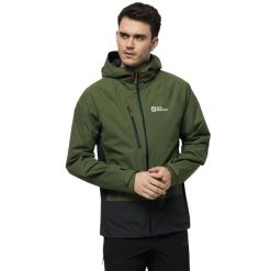 Męska Kurtka Eagle Peak. Zielone kurtki męskie Jack Wolfskin, l, bez wzorów, z materiału, z kapturem. Za 728.99 zł.