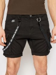 Alpha Industries Szorty materiałowe Utility 116213 Czarny Regular Fit. Czarne szorty męskie Alpha Industries, z bawełny, bez kołnierzyka. Za 339.99 zł.