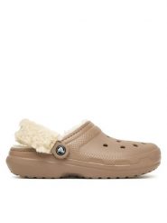 Crocs Klapki Classic Lined Clog 211396 Beżowy. Brązowe klapki damskie Crocs, bez wzorów, z tworzywa sztucznego, bez obcasa. Za 259.99 zł.