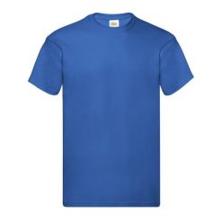 Oryginalna Bawełniana Koszulka Unisex Dla Dorosłych. Niebieskie bluzki damskie Fruit of the Loom, xl, bez wzorów, z bawełny, sportowe, bez kołnierzyka, bez ramiączek. Za 33.99 zł.