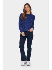 SAINT TROPEZ Sweter "Zagna" w kolorze granatowo-białym rozmiar: L. Białe swetry klasyczne damskie Saint Tropez, l, bez kołnierzyka. Za 95.92 zł.