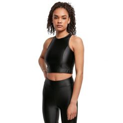 Tank top court brillant femme Urban Classics. Czarne topy damskie Urban Classics, bez wzorów, bez kołnierzyka. Za 119.50 zł.