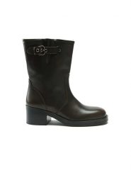 Frank Daniel Skórzane botki w kolorze brązowym rozmiar: 39. Brązowe botki damskie Frank Daniel, eleganckie, bez obcasa, bez zapięcia. Za 300.21 zł.