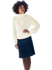 Heine Sweter w kolorze kremowym rozmiar: 46. Brązowe golfy damskie Heine, bez wzorów, ze splotem, bez ramiączek. Za 69.99 zł.