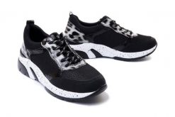 RIEKER REMONTE D4107-02 black combination, półbuty/sneakersy damskie. Czarne półbuty damskie Rieker Remonte, bez wzorów, bez obcasa. Za 169.95 zł.