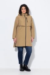 Damskie parka boczne rozcięcia na zamek kaptur kieszenie na zamek. Brązowe parki damskie Ulla Popken, plus size, bez wzorów, z bawełny. Za 719.99 zł.