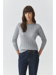 TATUUM Sweter "Willow" w kolorze jasnoszarym rozmiar: XL. Szare swetry klasyczne damskie Tatuum, xl, ze splotem, bez kołnierzyka. Za 96.14 zł.