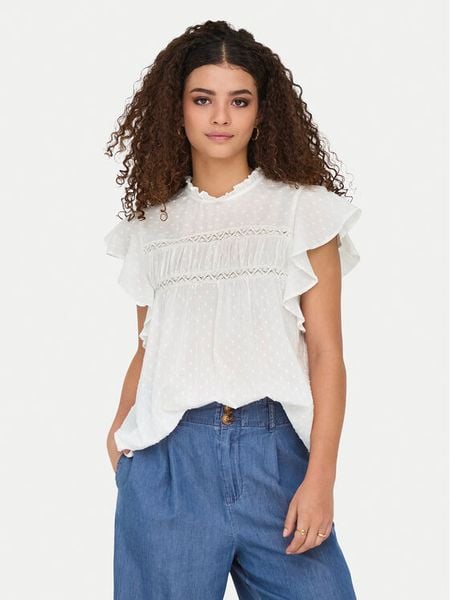 ONLY Bluzka Katti 15337637 Biały Regular Fit. Białe bluzki damskie Only, m, bez wzorów, z bawełny, bez ramiączek. Za 99.99 zł.