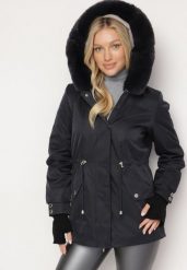 Granatowa Kurtka Parka z Odpinanym Futerkowym Obszyciem przy Kapturze Inelithrae. Niebieskie kurtki damskie Born2be, na zimę, l, bez wzorów, z materiału, bez kaptura. Za 209.99 zł.