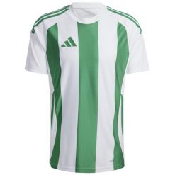 Koszulka męska adidas Striped 24 Jersey. Białe t-shirty sportowe męskie Adidas, m, z jersey, bez ramiączek, do piłki nożnej. Za 94.00 zł.