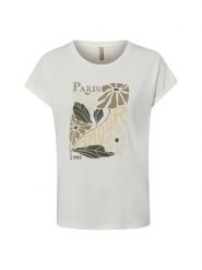 Soyaconcept® Koszulka Kobiety Bawełna biały|beżowy, L. Białe t-shirty damskie l, bez wzorów, z bawełny, bez kołnierzyka. Za 109.95 zł.