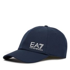 Czapka z daszkiem EA7 Emporio Armani. Niebieskie czapki męskie EA7 Emporio Armani, bez wzorów. Za 239.99 zł.